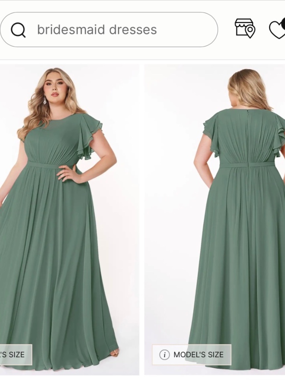 Azazie Daphne A-Line Ruffled Chiffon Floor-Length Dress in Eucalyptus